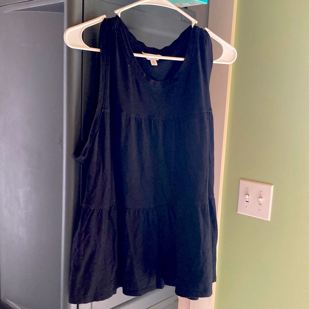 Black Sleeveless Ruffle Top